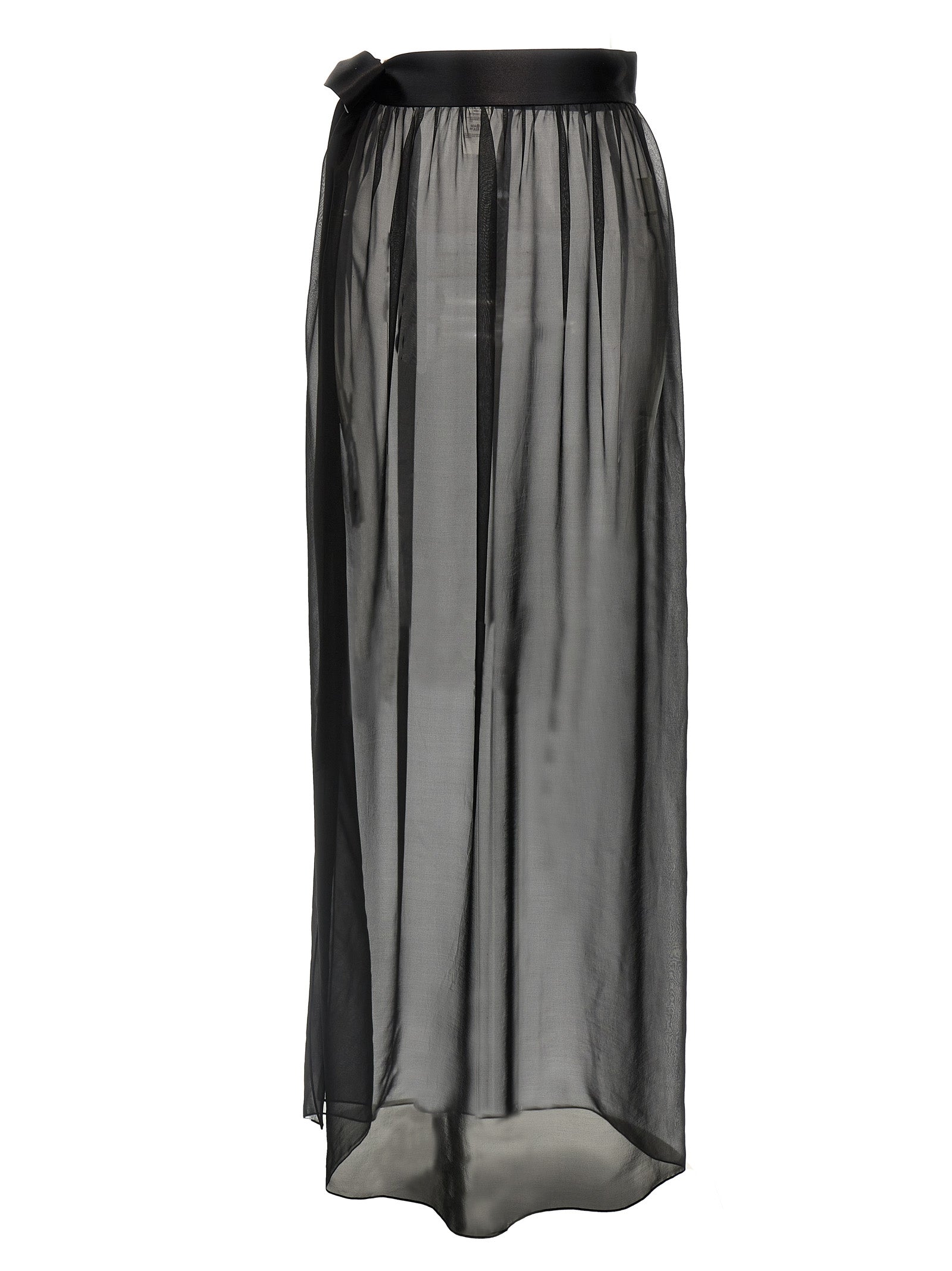 Skirt by Dolce & Gabbana for women in satin silk chiffon black showcases a dramatic silhouette, artfully capturing the essence of the Essence Women's Satin Silk Chiffon Mini Skirt in a dramatic mini cut for a refined look.