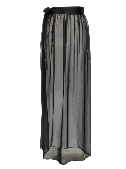 Skirt by Dolce & Gabbana for women in satin silk chiffon black showcases a dramatic silhouette, artfully capturing the essence of the Essence Women's Satin Silk Chiffon Mini Skirt in a dramatic mini cut for a refined look.