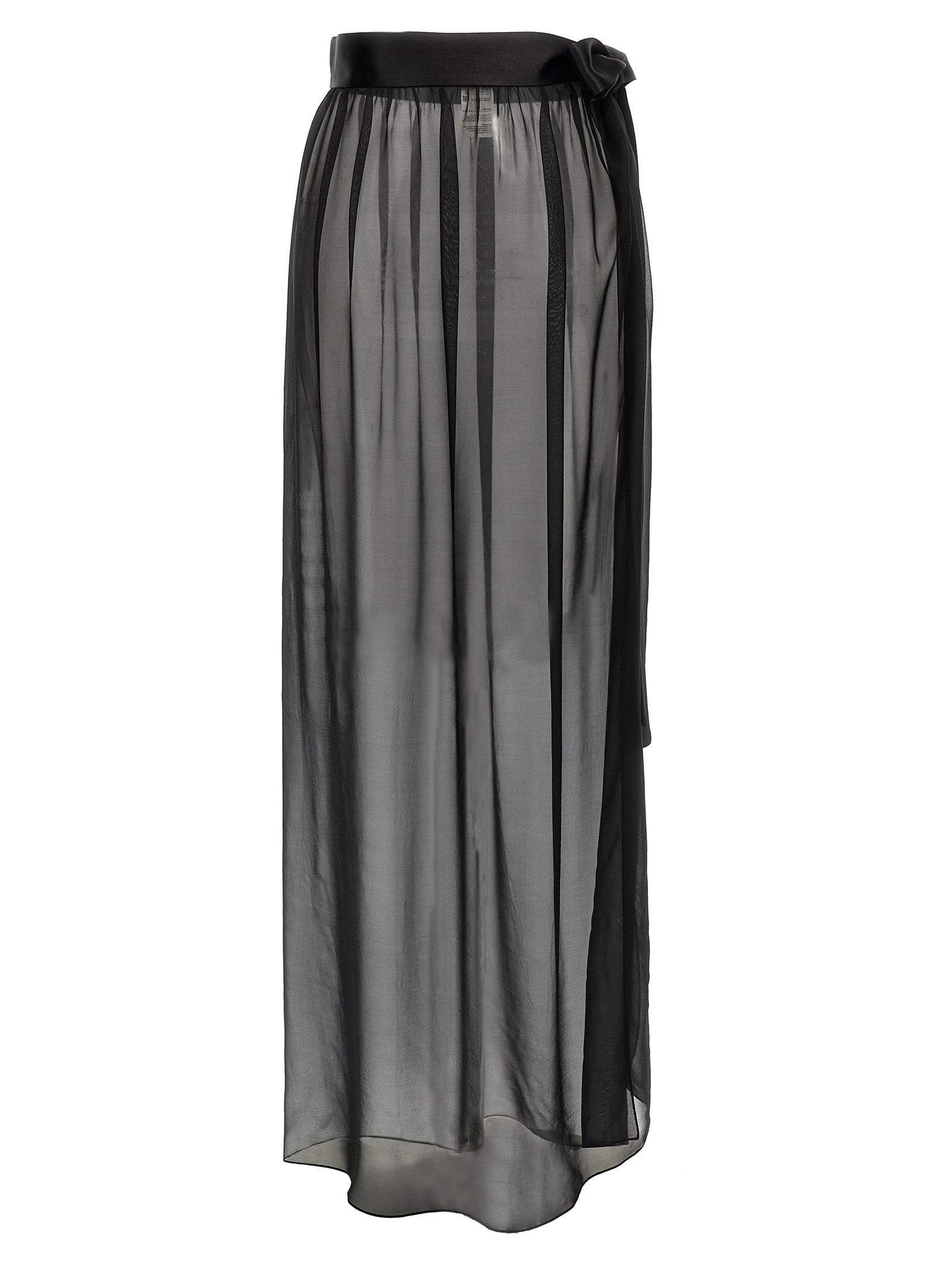 Skirt by Dolce & Gabbana for women in satin silk chiffon black showcases a sultry silhouette, elegantly defined by its mini and the sophisticated sultry design of the Essence Women's Satin Silk Chiffon Mini Skirt.