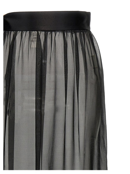 Skirt by Dolce & Gabbana for women in satin silk chiffon black features an relaxed-yet-refined silhouette that elegantly showcases the Essence Women's Satin Silk Chiffon Mini Skirt design and sophisticated mini.