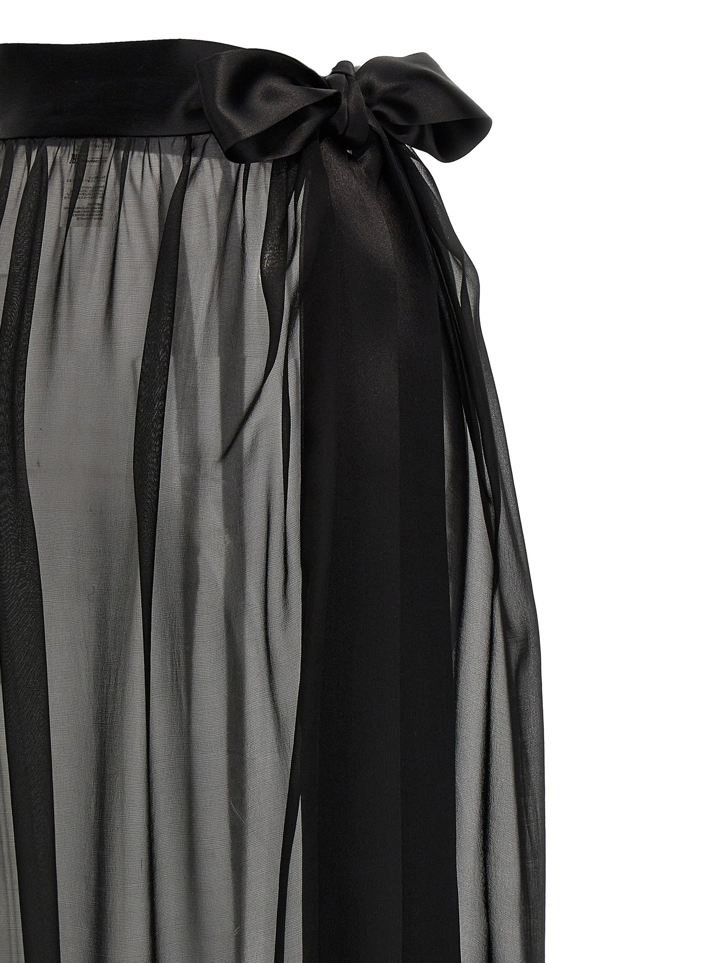 Skirt by Dolce & Gabbana for women in satin silk chiffon black showcases a sultry silhouette, elegantly defined by its mini and the sophisticated sultry design of the Essence Women's Satin Silk Chiffon Mini Skirt.