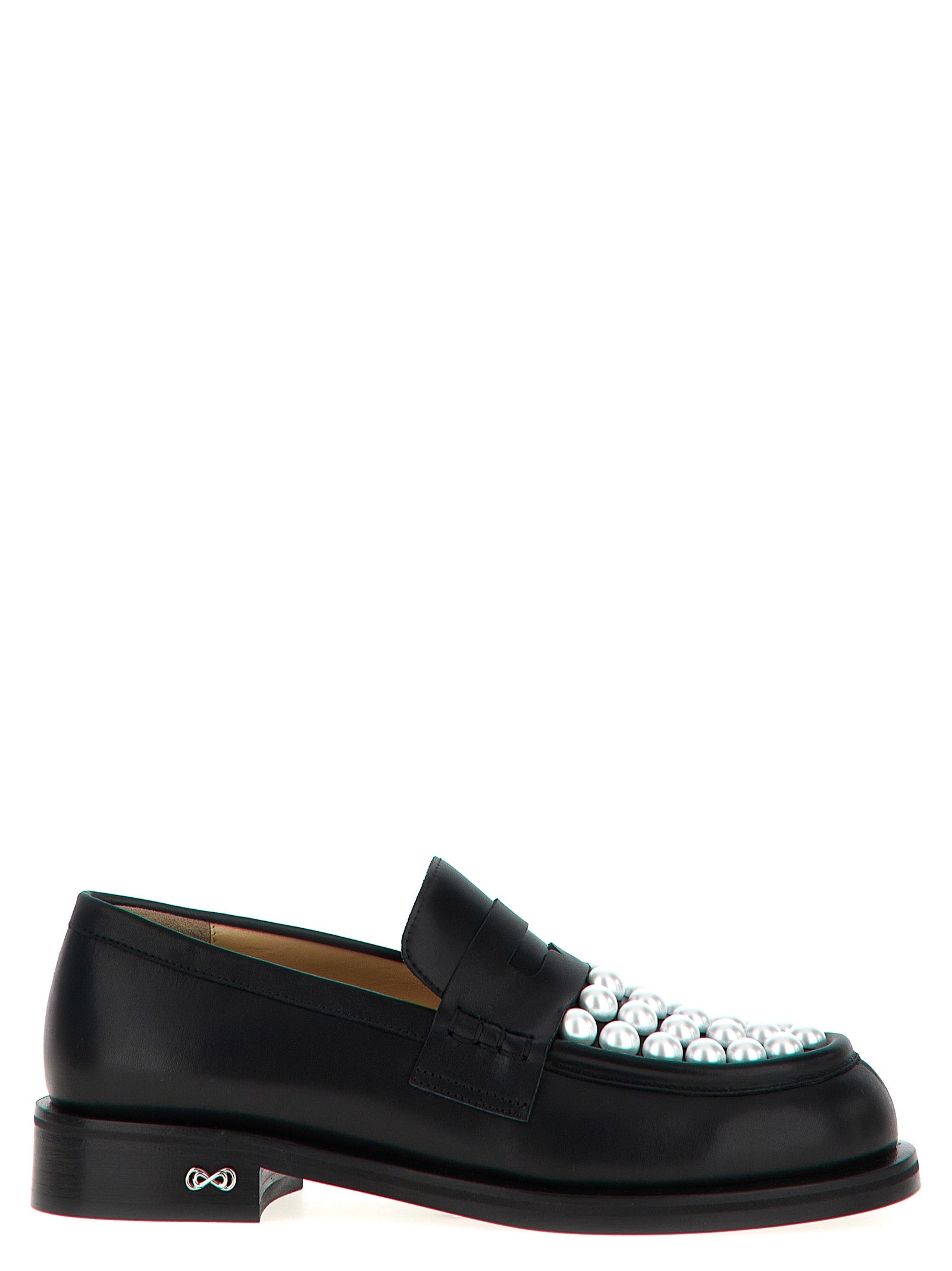 Flat Loafer Slip-On Shoes by MACH & MACH for women in calfskin leather bicolour, black & white features an effortless chic silhouette, showcasing the Women's Calfskin Leather Flat Loafer Slip-On Shoes design with an effortless chic flat and a for a effortless chic look.