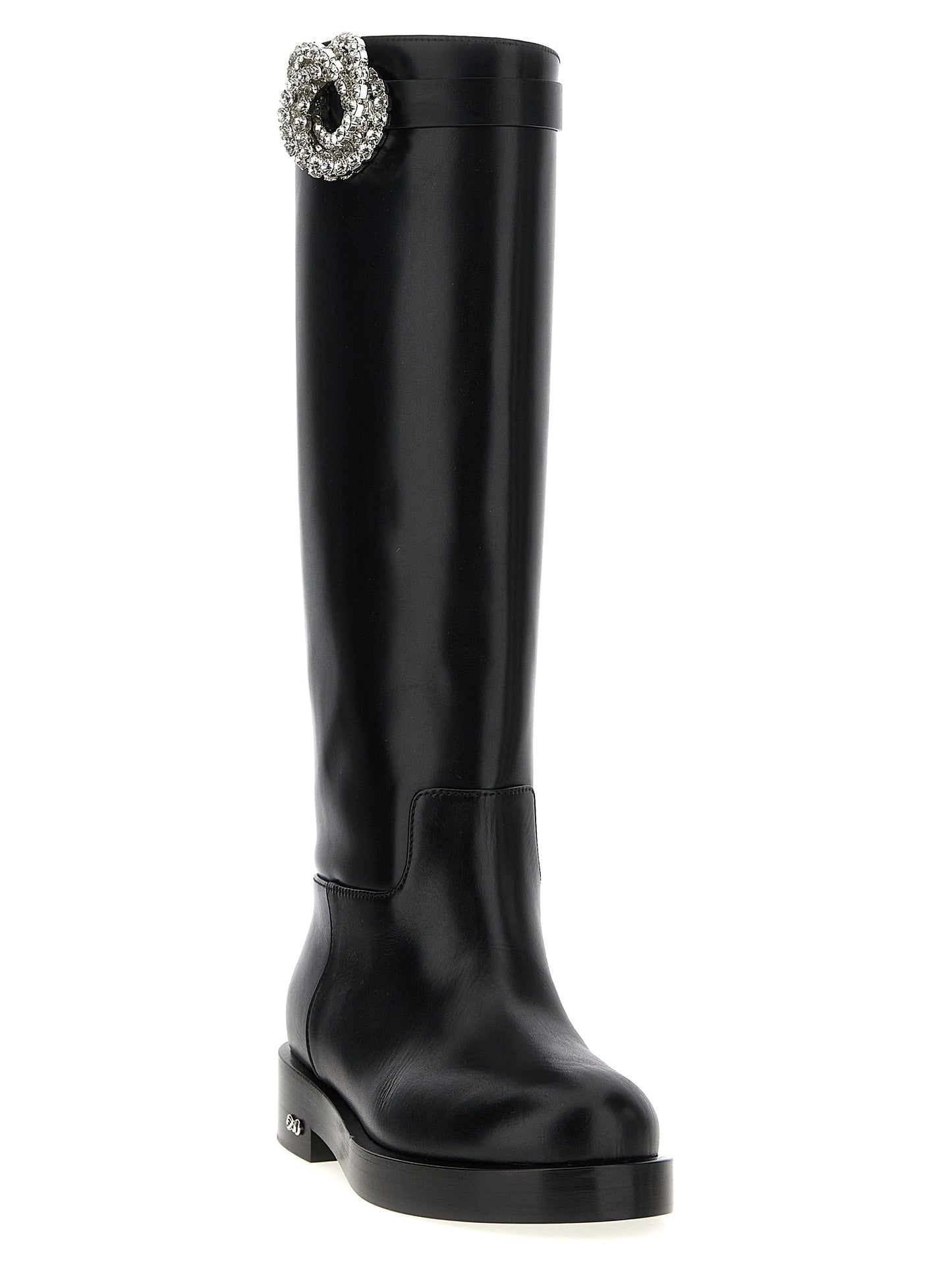 Over-The-Knee Boots by MACH & MACH for women in calfskin leather black features an dynamic silhouette, showcasing the dynamic Women's Calfskin Leather Over-The-Knee Boots design with its distinctive and elegant .