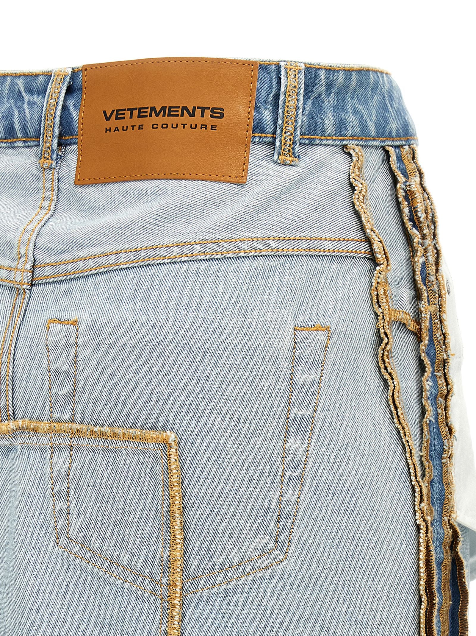 Skirt by Vetements for women in cotton denim light-blue features a sublime silhouette, showcasing the sublime design of the City Women's Denim Cotton Mini Skirt in a sophisticated mini.
