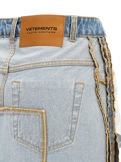 Skirt by Vetements for women in cotton denim light-blue features a sublime silhouette, showcasing the sublime design of the City Women's Denim Cotton Mini Skirt in a sophisticated mini.