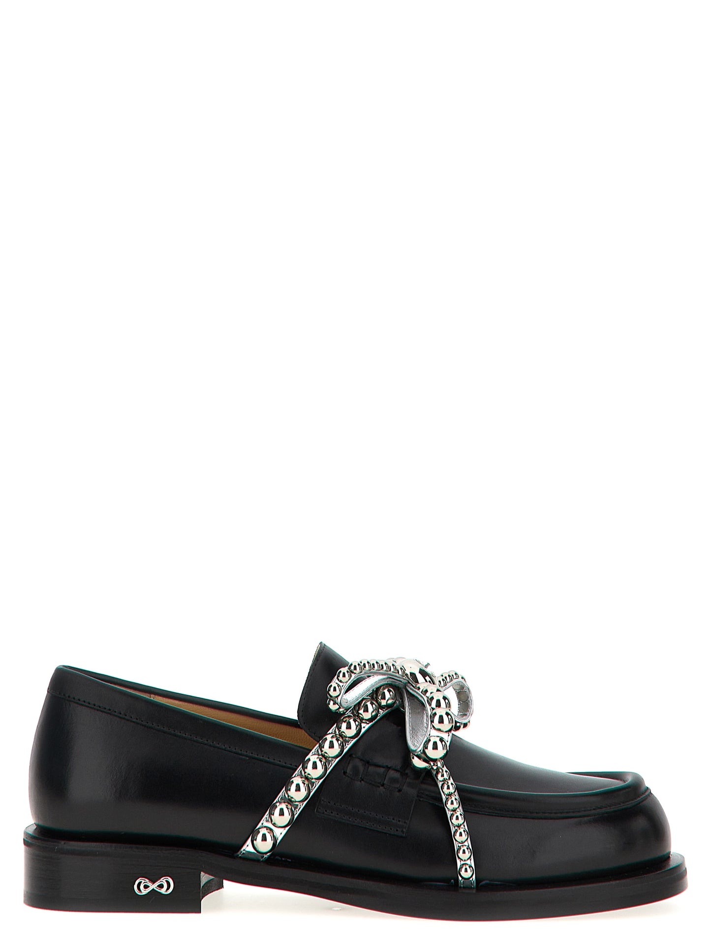 Flat Loafer Slip-On Shoes by MACH & MACH for women in leather & crystal black showcases a resplendent Essence Women's Leather & Crystal Flat Loafer Slip-On Shoes aesthetic, defined by its resplendent and elegant flat.