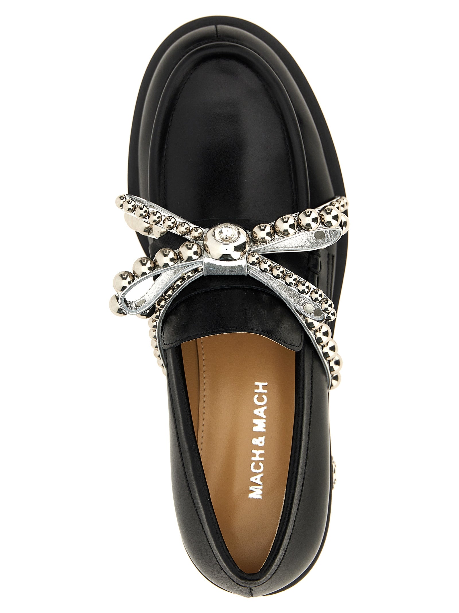Flat Loafer Slip-On Shoes by MACH & MACH for women in leather & crystal black showcases a resplendent Essence Women's Leather & Crystal Flat Loafer Slip-On Shoes aesthetic, defined by its resplendent and elegant flat.