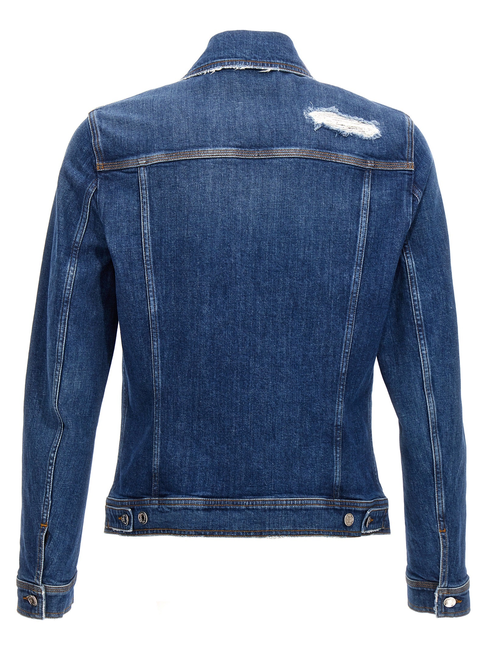 Trucker Jacket by Dolce & Gabbana for men in stretch denim cotton blue features an on trend silhouette, showcasing refined pockets and a sophisticated for a truly on trend finish.
