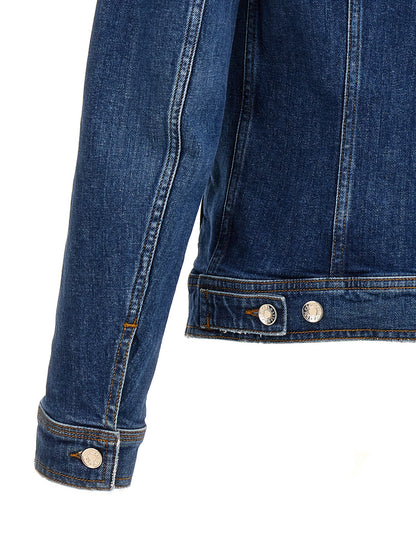 Trucker Jacket by Dolce & Gabbana for men in stretch denim cotton blue features an contemporary silhouette, showcasing a sophisticated and contemporary pockets for a truly refined look.