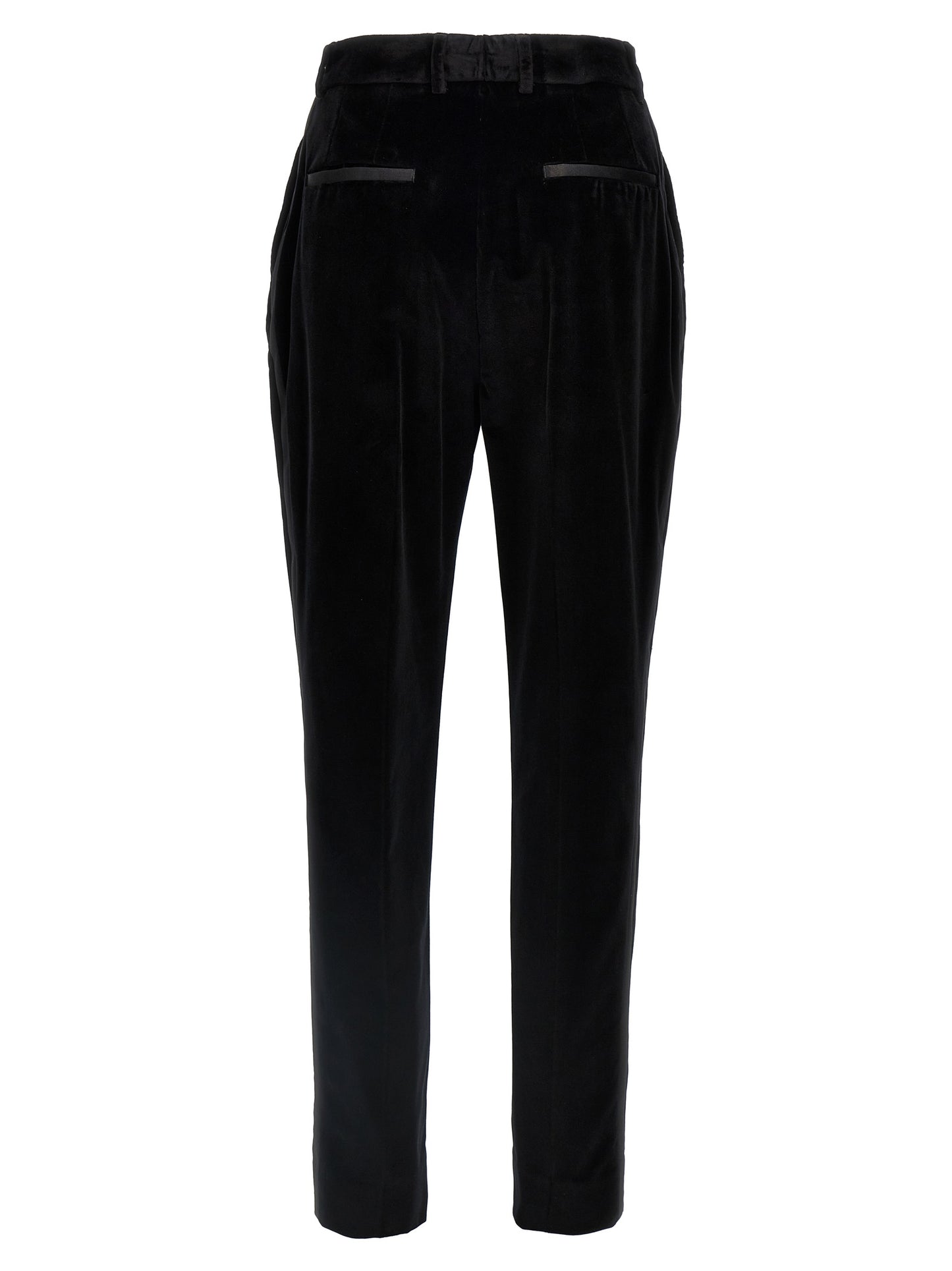Trousers by Dolce & Gabbana for women in polyester cotton & silk black presents a perennial silhouette, meticulously tailored with a cut, long finish, and an elegant .