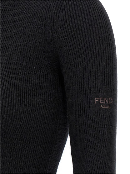 Hooded Dress by Fendi for women in wool & silk black features an magnificent silhouette, artfully detailed with a magnificent and that flows into an magnificent short.