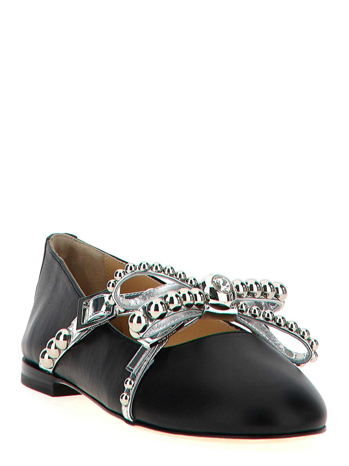 Ballet Flat Shoes by MACH & MACH for women in leather & crystal black showcases a enchanting silhouette as part of the Women's Leather & Crystal Ballet Flat Shoes collection, defined by a enchanting and for a enchanting look.