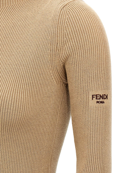 Hooded Dress by Fendi for women in wool & silk beige showcases a striking silhouette, elegantly detailed with a , refined , and a striking short for a striking finish.
