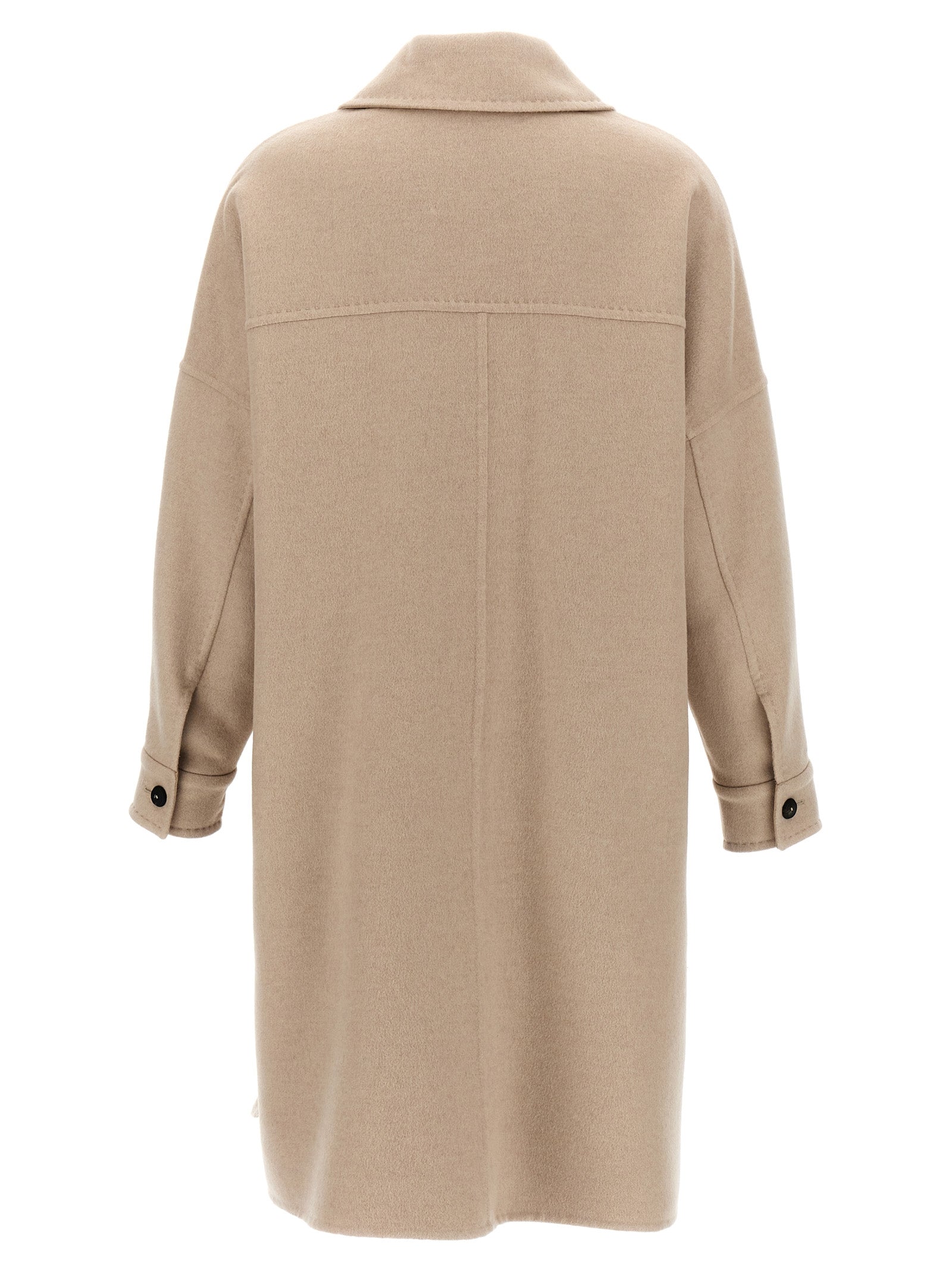 Overcoat by Max Mara for women in cashmere beige features a contemporary silhouette showcasing a contemporary and refined pockets for a sophisticated finish.