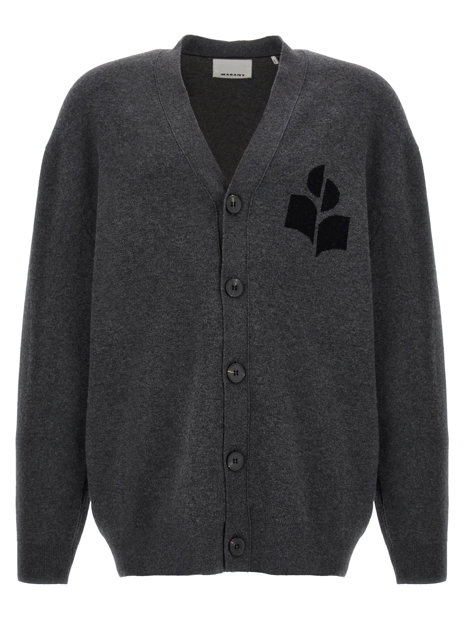 Cardigan by Isabel Marant for men in wool cotton gray & jacquard showcases a luxurious silhouette, meticulously detailed with a sophisticated and for a refined finish.