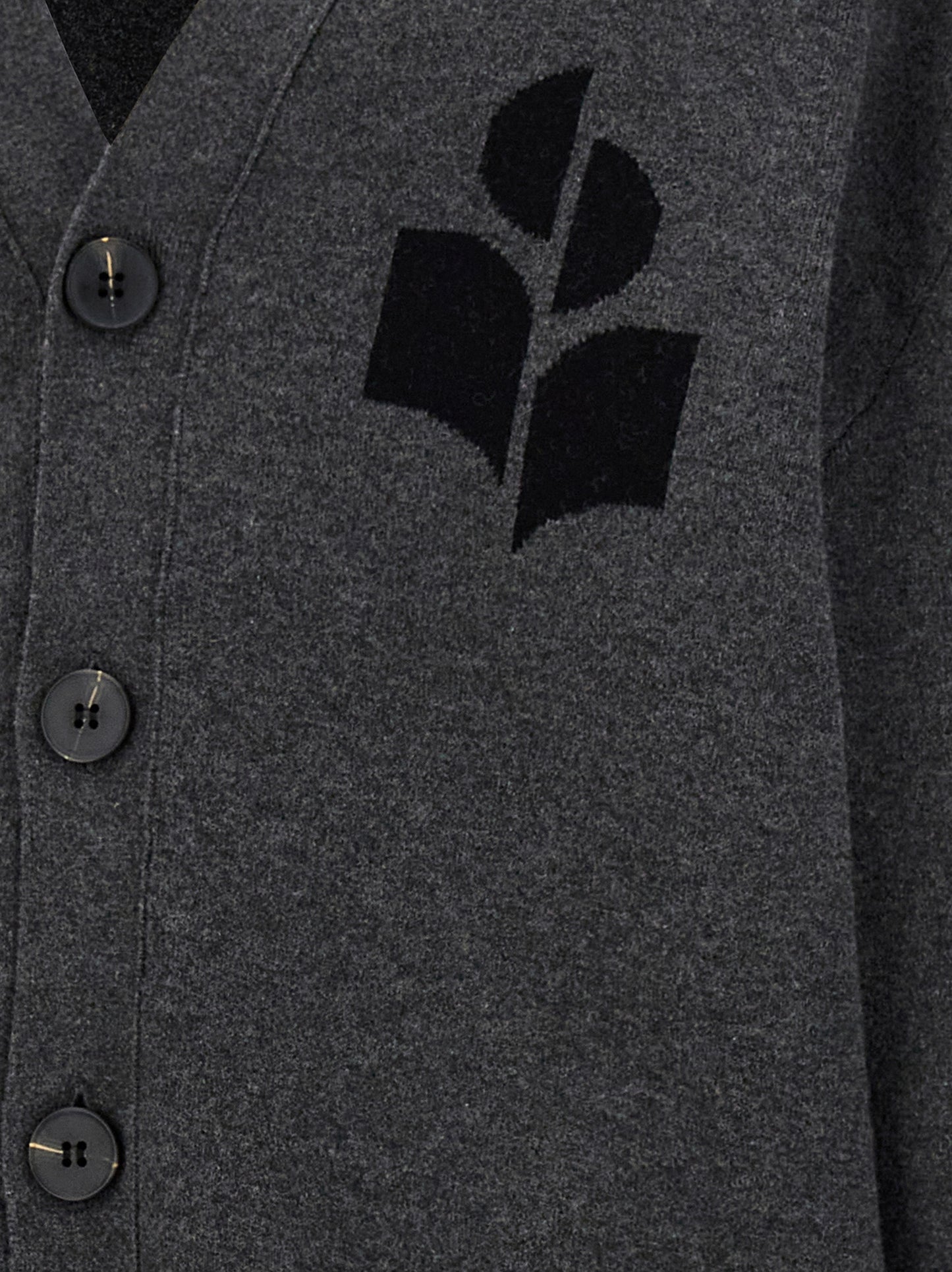 Cardigan by Isabel Marant for men in wool cotton gray & jacquard features a dramatic silhouette, showcasing a sophisticated and dramatic detail for a timeless, premium look.