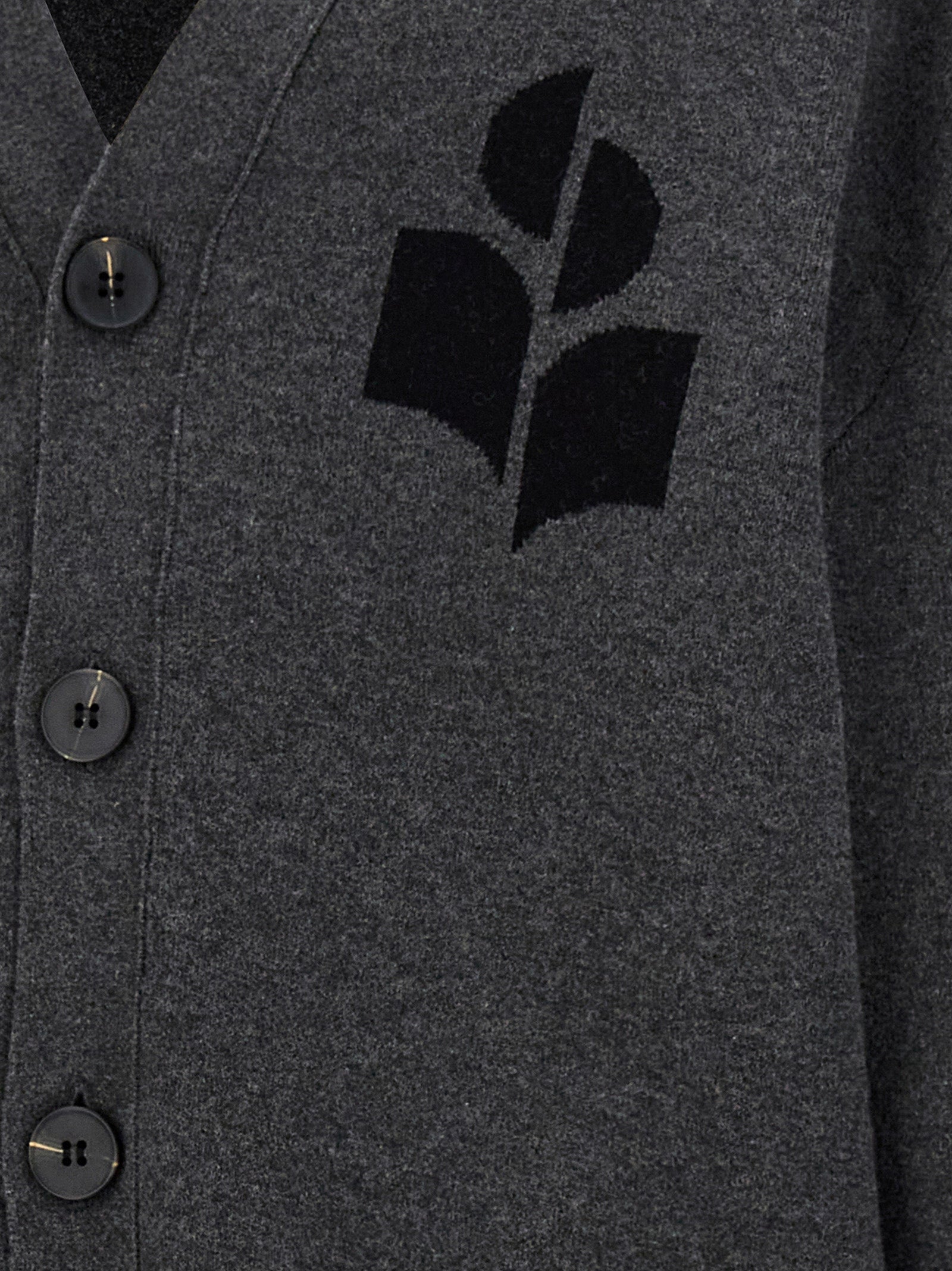 Cardigan by Isabel Marant for men in wool cotton gray & jacquard features a dramatic silhouette, showcasing a sophisticated and dramatic detail for a timeless, premium look.