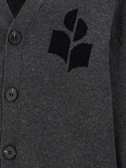 Cardigan by Isabel Marant for men in wool cotton gray & jacquard features a dramatic silhouette, showcasing a sophisticated and dramatic detail for a timeless, premium look.