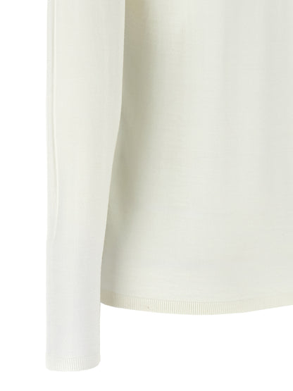 Cardigan by Max Mara for women in virgin wool white presents a textural silhouette, artfully finished with a textural and for a sophisticated, textural look.