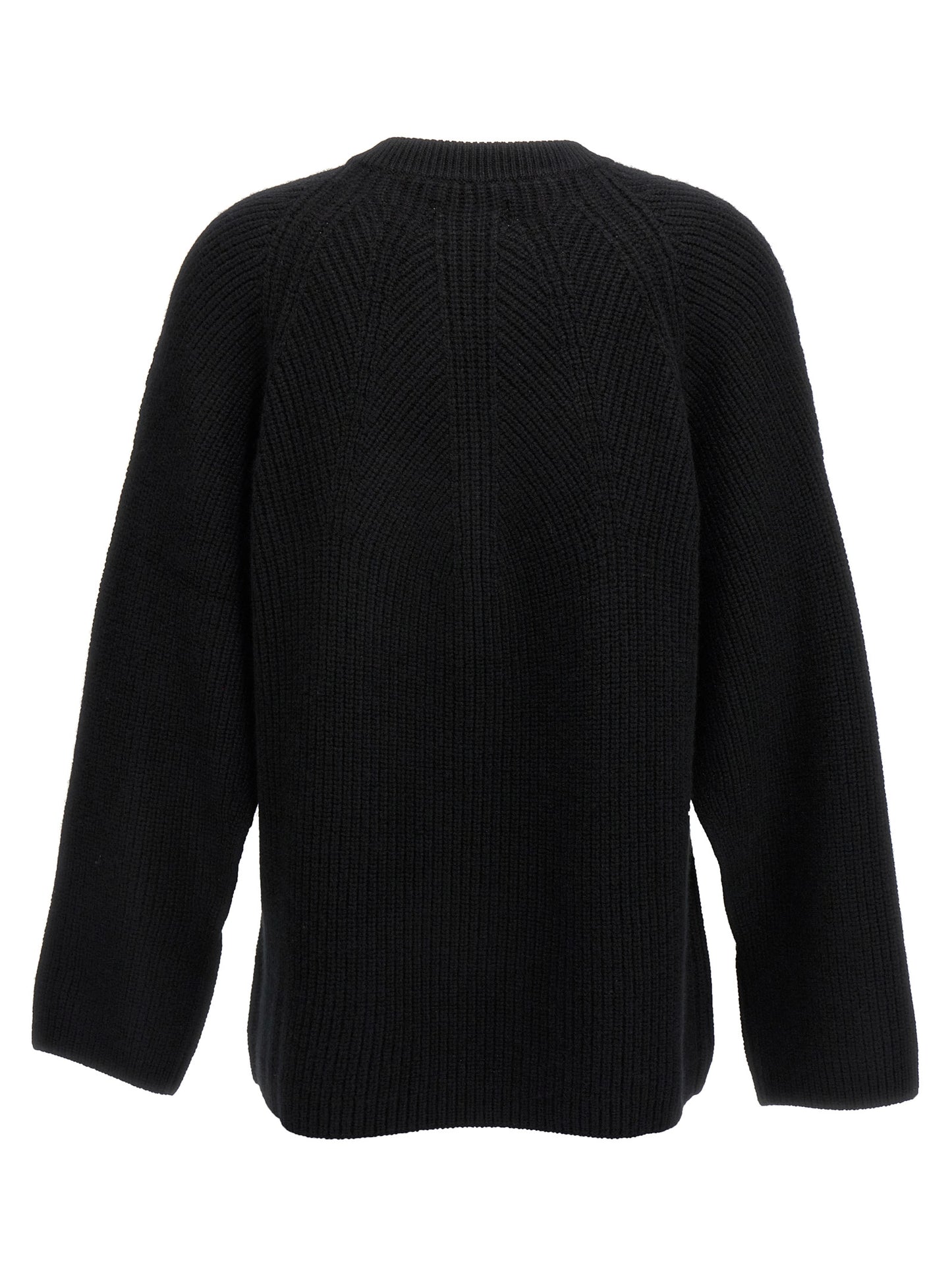Cardigan by Loulou De Saison for women in cashmere black showcases a luxurious silhouette, meticulously detailed with a sophisticated crew neckline and for a refined finish.