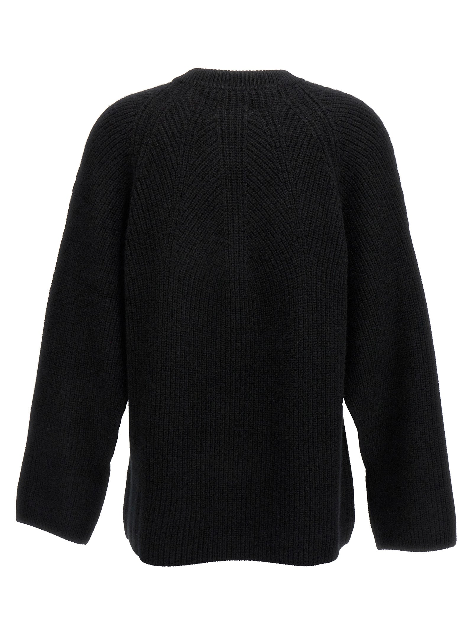Cardigan by Loulou De Saison for women in cashmere black showcases a luxurious silhouette, meticulously detailed with a sophisticated crew neckline and for a refined finish.