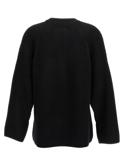 Cardigan by Loulou De Saison for women in cashmere black showcases a luxurious silhouette, meticulously detailed with a sophisticated crew neckline and for a refined finish.