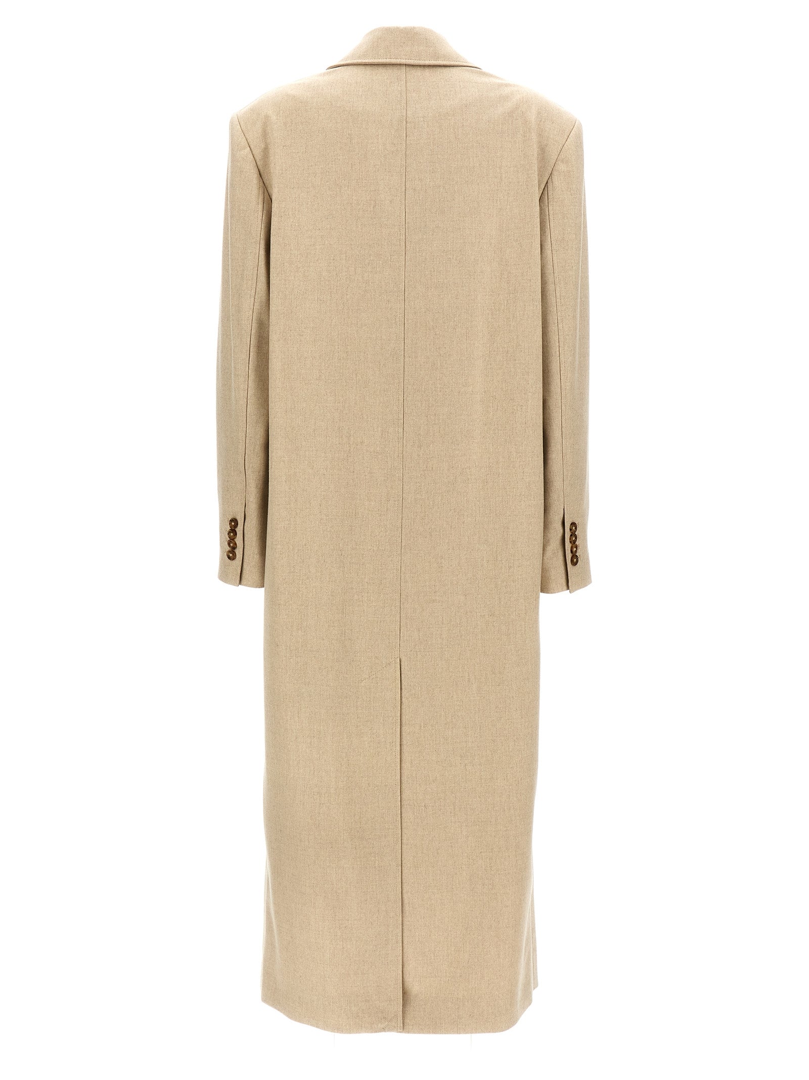 Overcoat by Loulou De Saison for women in cashmere virgin wool beige features a cosy chic silhouette, artfully detailed with a sophisticated and premium pockets for a cosy chic finish.