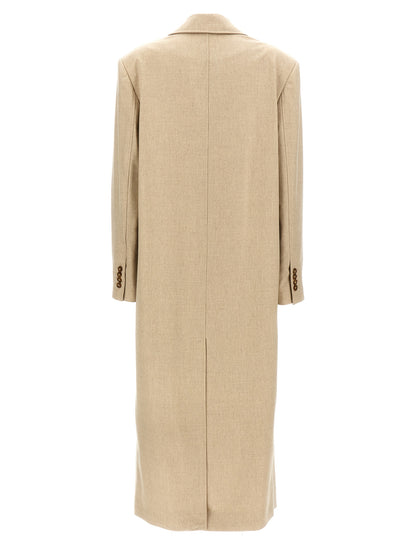 Overcoat by Loulou De Saison for women in cashmere virgin wool beige features a cosy chic silhouette, artfully detailed with a sophisticated and premium pockets for a cosy chic finish.