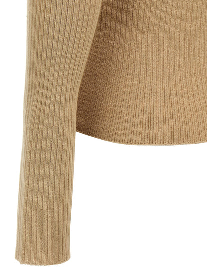 Cardigan by Max Mara for women in cashmere silk beige features an impeccable silhouette, showcasing a sophisticated and detail for a truly impeccable finish.