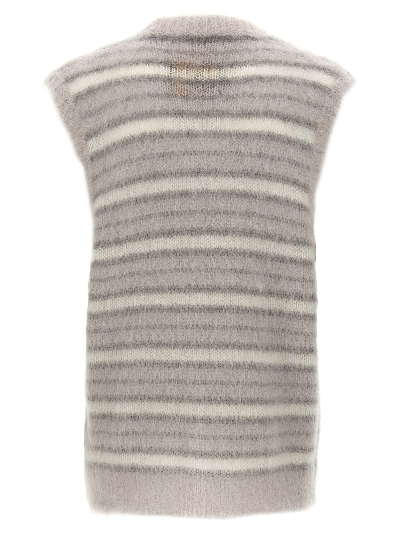 Sweatshirt by Marni for men in plush polyamide & mohair gray & striped features an magnificent silhouette, showcasing a sophisticated v-neck neckline and detail for a truly magnificent finish.