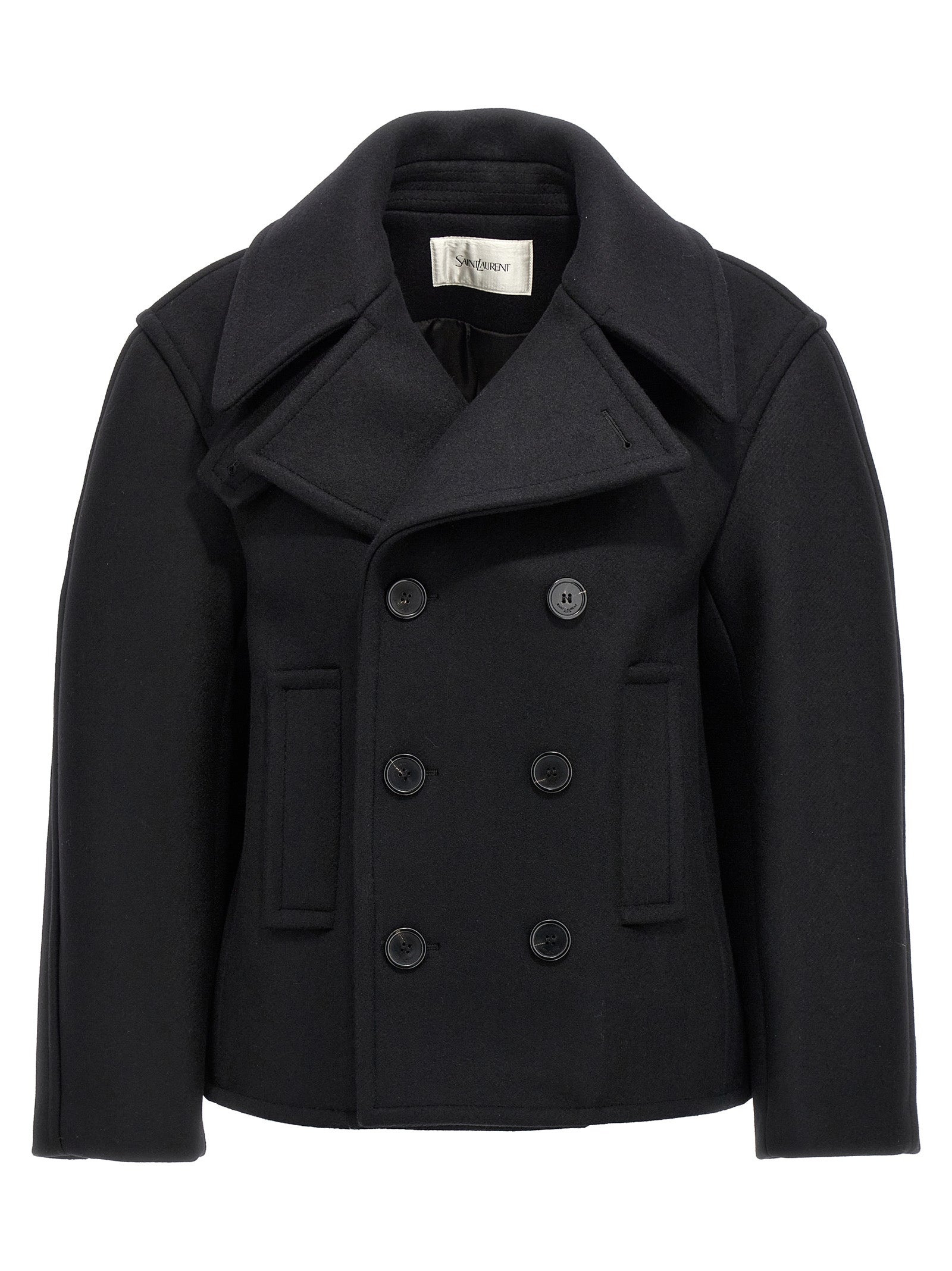 Vest by Saint Laurent for women in virgin wool black features a stylish silhouette, showcasing distinct insulated and a refined for a truly stylish finish.