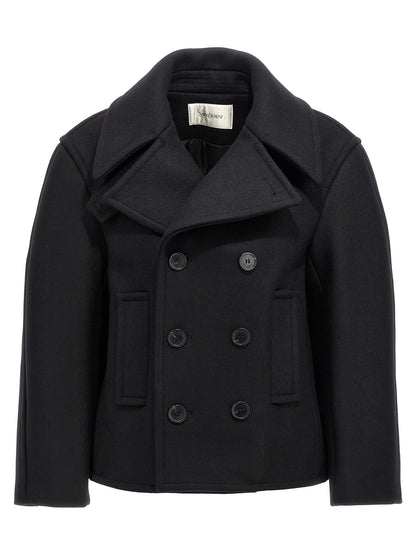 Vest by Saint Laurent for women in virgin wool black features a stylish silhouette, showcasing distinct insulated and a refined for a truly stylish finish.