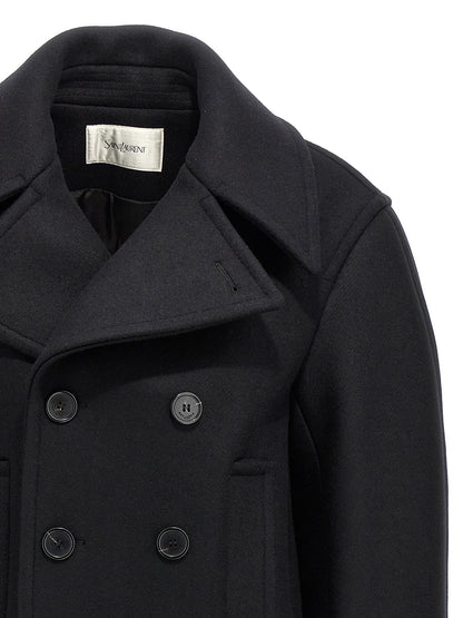 Vest by Saint Laurent for women in virgin wool black features a chic silhouette, expertly detailed with a refined and premium insulated for a truly chic look.