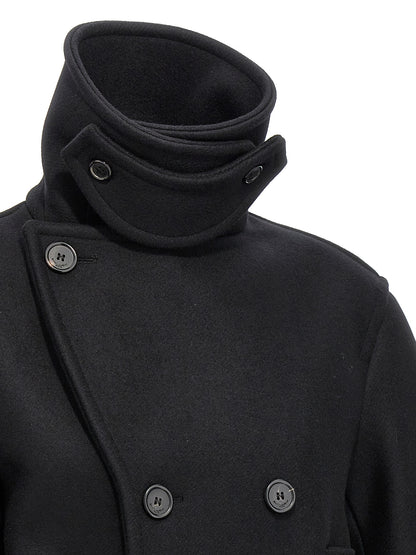Vest by Saint Laurent for women in virgin wool black showcases a utilitarian silhouette, artfully incorporating insulated and a utilitarian for a truly utilitarian finish.