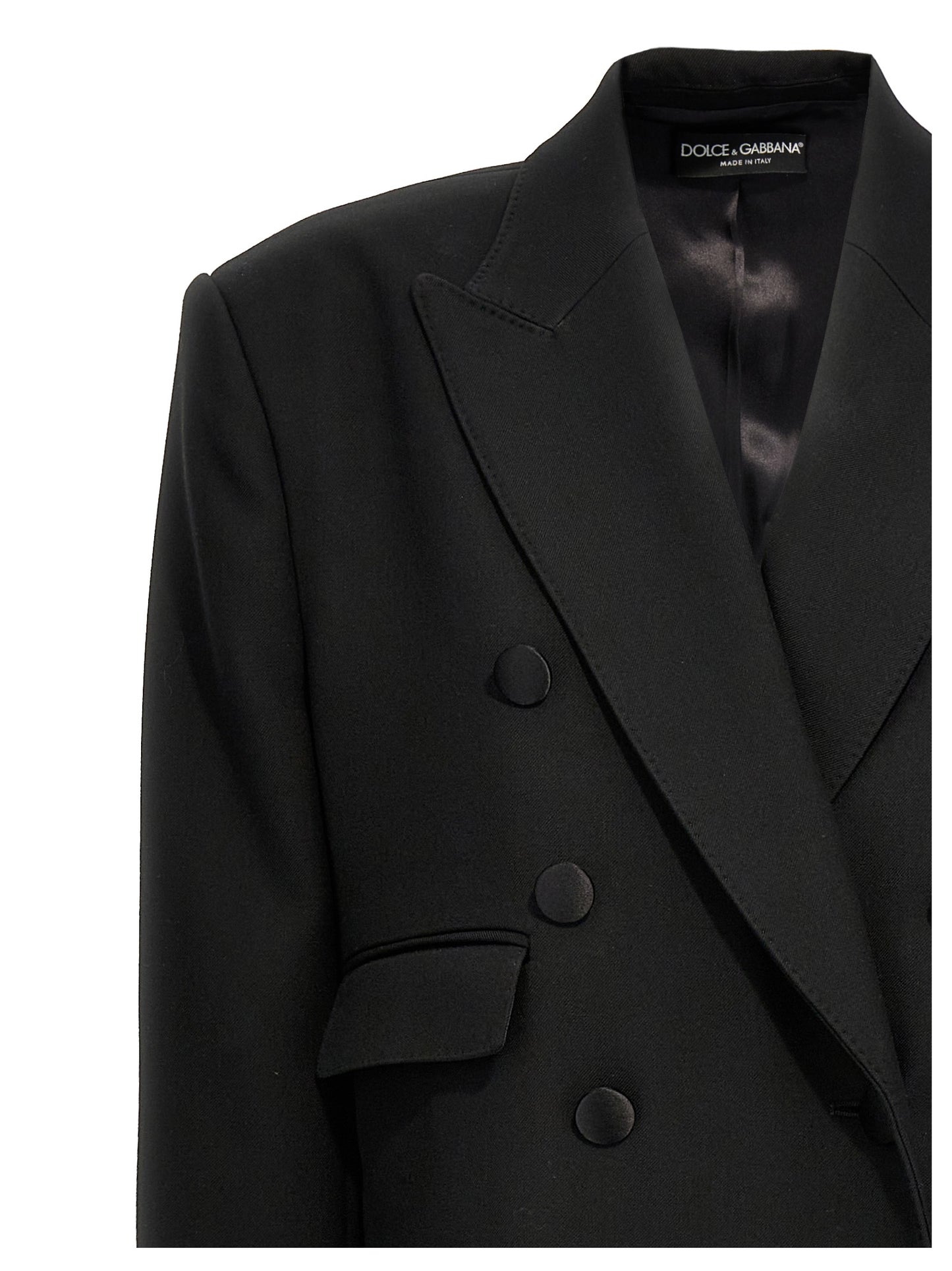 Overcoat by Dolce & Gabbana for women in virgin wool black features a contemporary silhouette showcasing a contemporary and refined for a sophisticated finish.