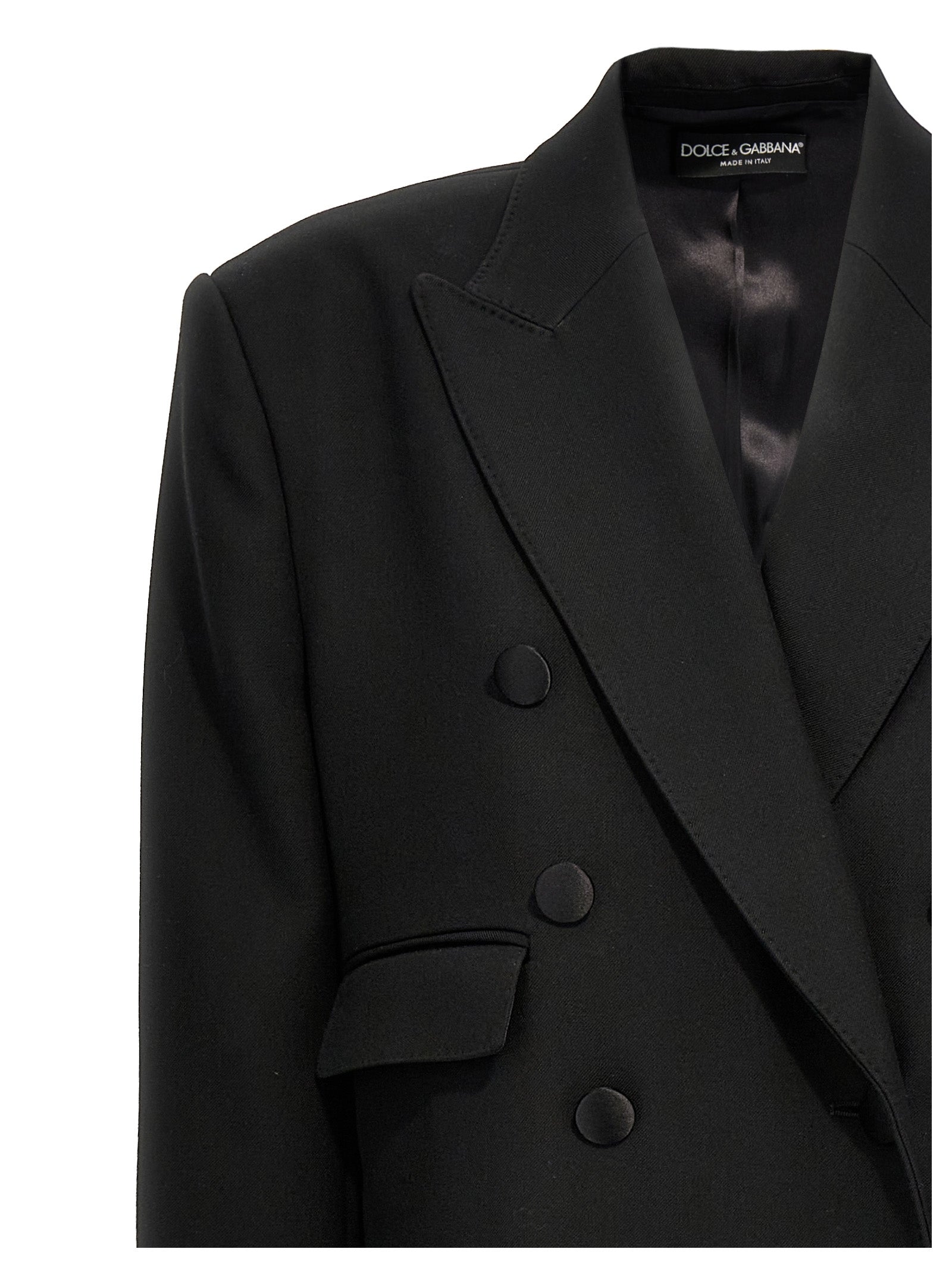 Overcoat by Dolce & Gabbana for women in virgin wool black features a contemporary silhouette showcasing a contemporary and refined for a sophisticated finish.