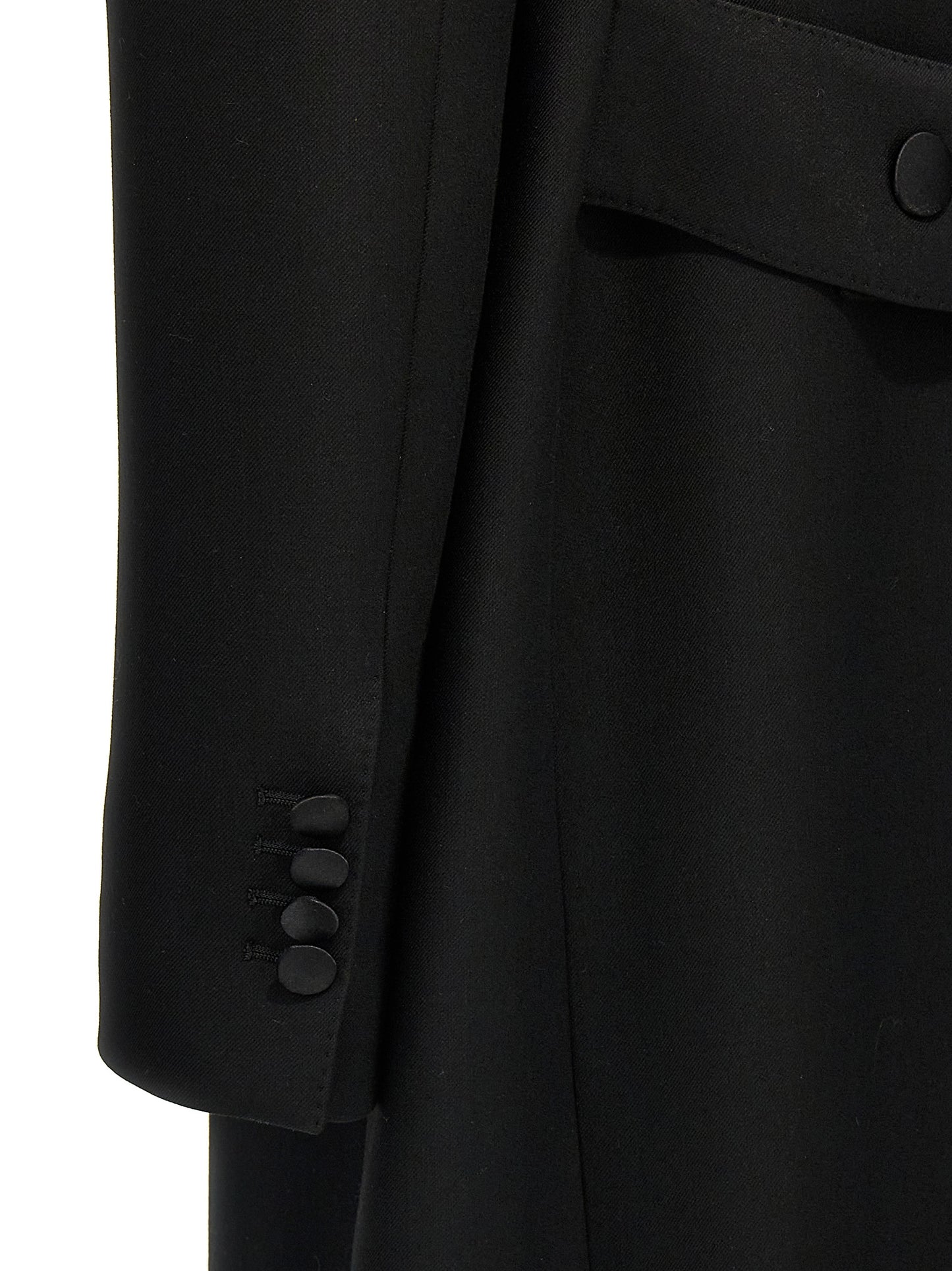 Overcoat by Dolce & Gabbana for women in virgin wool black features an satoral silhouette, showcasing a sophisticated and satoral for a premium, timeless look.
