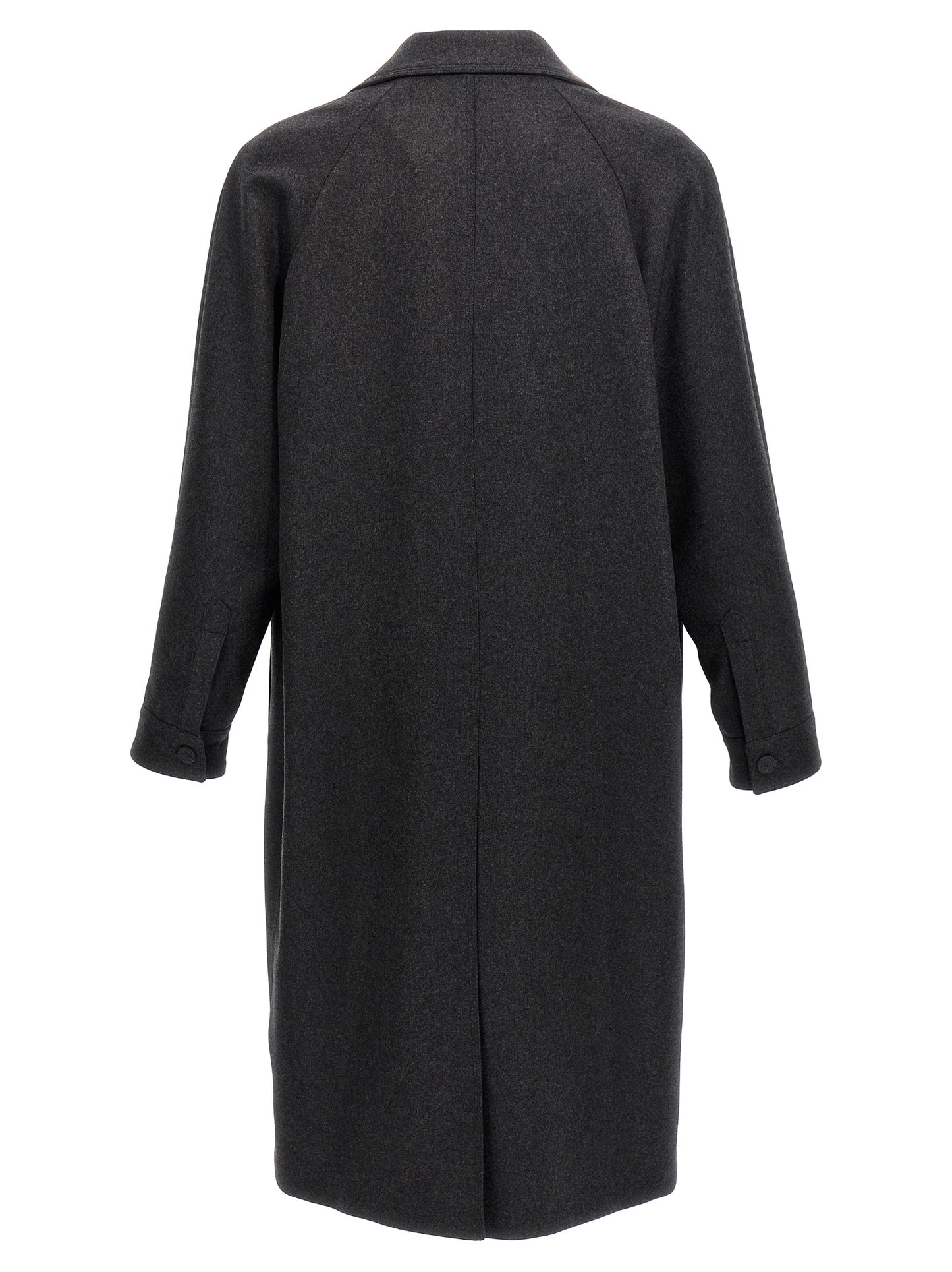 Overcoat by Fendi for men in cashmere gray showcases a enveloping silhouette, detailed with distinctive pockets and a enveloping .