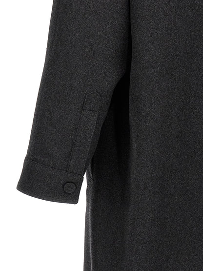 Overcoat by Fendi for men in cashmere gray presents a luxurious silhouette, showcasing a luxurious and sophisticated pockets for a premium, luxurious look.