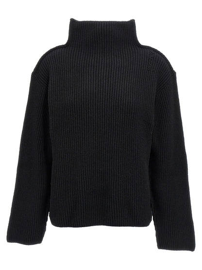 Cardigan by Marni for women in wool black features an crisp silhouette, showcasing a sophisticated high-neck neckline and long-sleeve detail for a truly crisp finish.