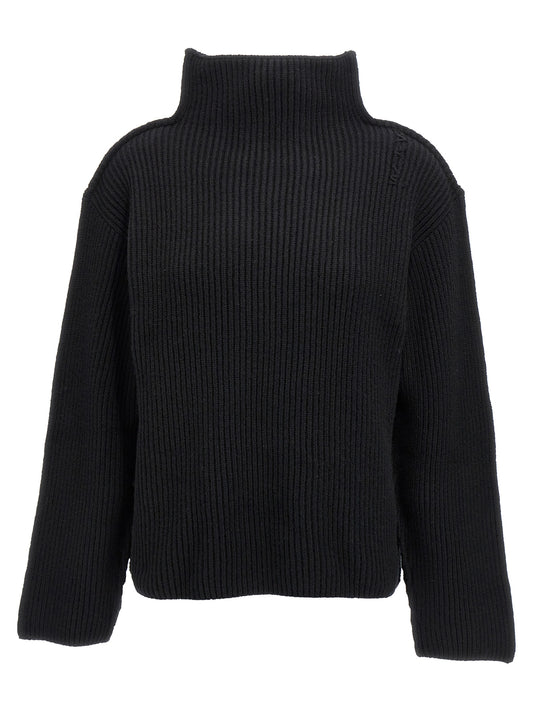 Cardigan by Marni for women in wool black features an crisp silhouette, showcasing a sophisticated high-neck neckline and long-sleeve detail for a truly crisp finish.