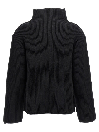 Cardigan by Marni for women in wool black presents a textural silhouette, artfully finished with a textural high-neck neckline and for a sophisticated, textural look.