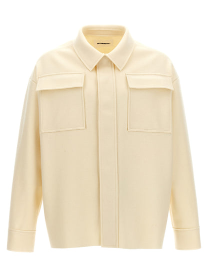 Shirt by Jil Sander for men in polyamide wool white, featuring a nuanced and nuanced for a sophisticated finish.