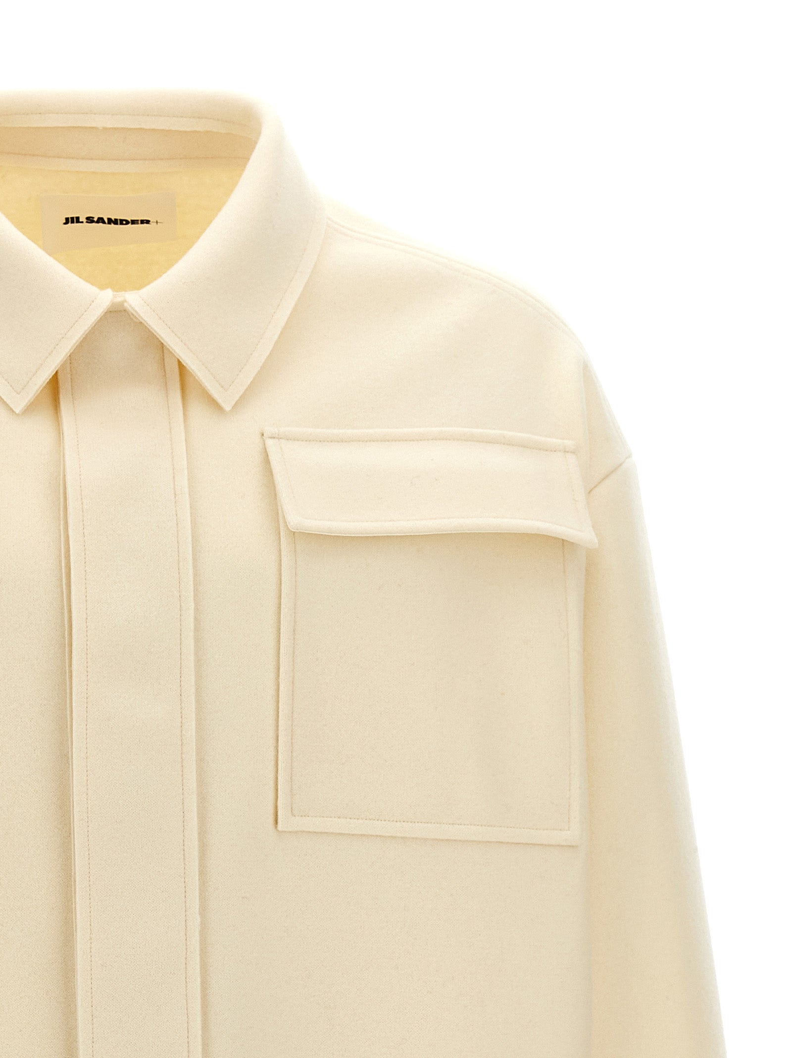 Shirt by Jil Sander for men in polyamide wool white, featuring a nuanced and nuanced for a sophisticated finish.