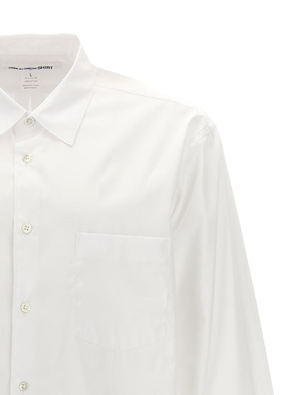 Shirt by Comme Des Garçons for men in cotton white showcases a sublime silhouette, artfully detailed with a sublime and for a sophisticated, sublime finish.