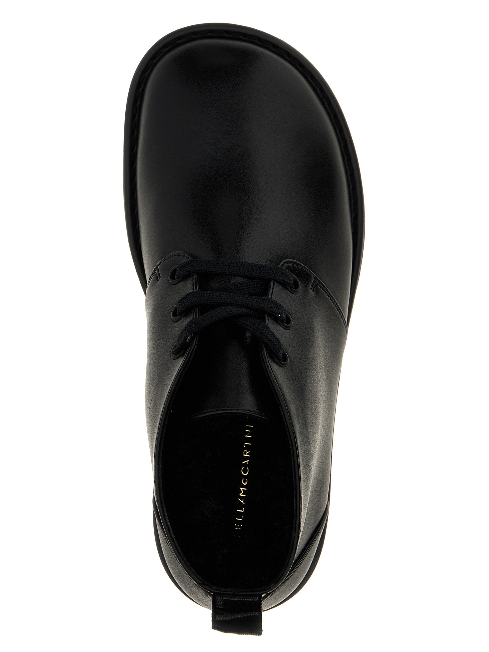 Ankle Chukka-Desert Boots by Stella McCartney for women in polyester polyethylene polyurethane leather black features an avant-garde Women's Polyester Polyethylene Polyurethane Leather Ankle Chukka-Desert Boots silhouette, defined by a sophisticated and a avant-garde .