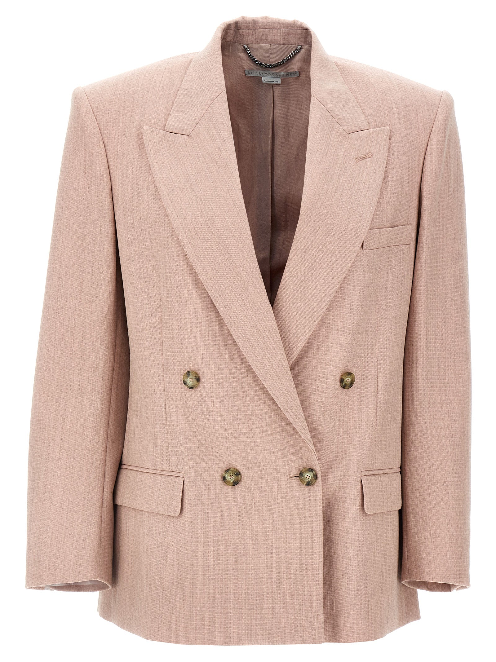 Blazer by Stella McCartney for women in wool multicolor & pink presents a distinguished silhouette, detailed with a distinguished and distinctive for a truly sophisticated finish.