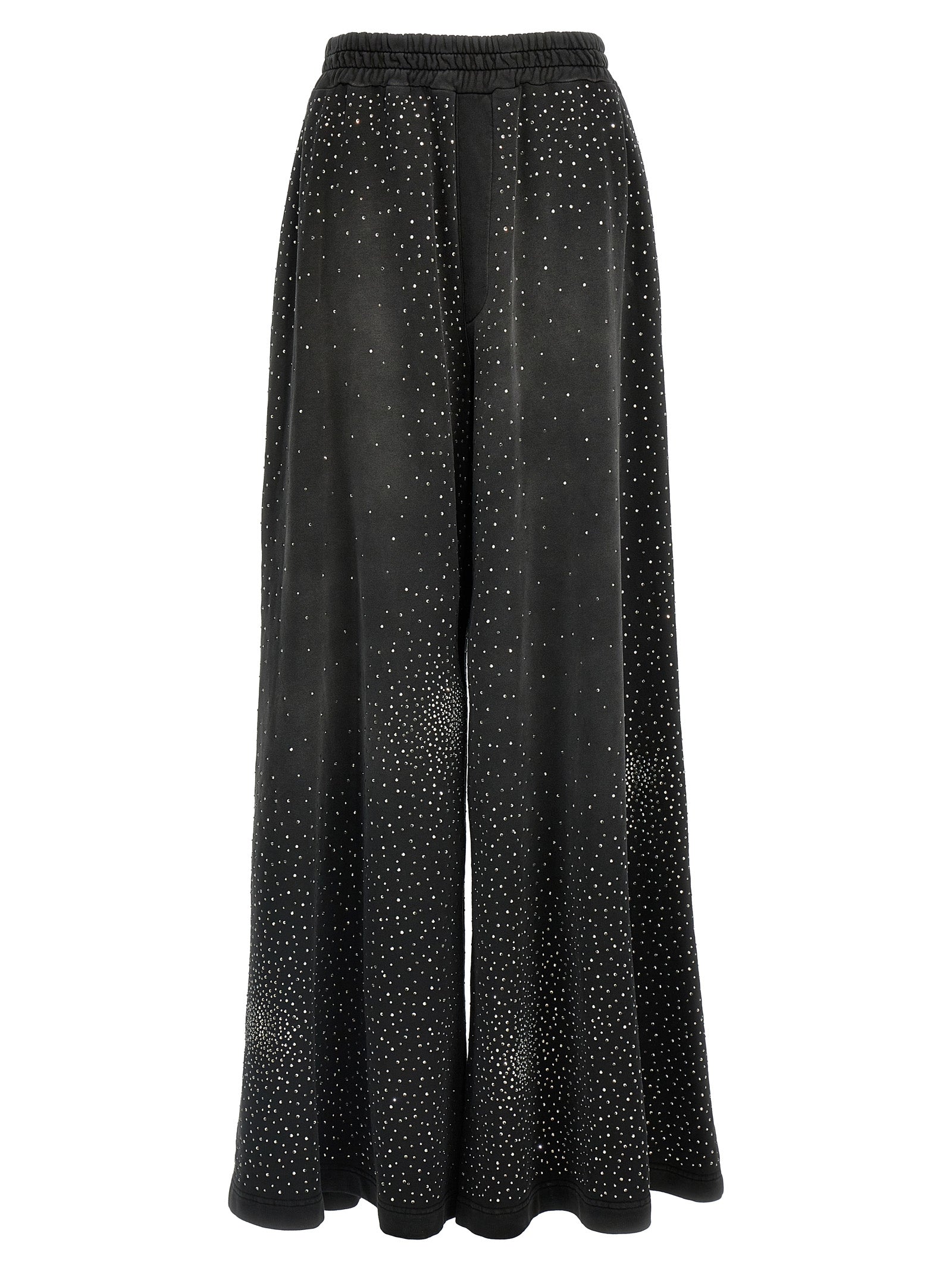 Joggers by Giuseppe Di Morabito for women in cotton & rhinestone black features a polished silhouette with a polished wide, reaching a polished long and finished with a polished .