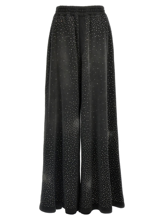Joggers by Giuseppe Di Morabito for women in cotton & rhinestone black features a polished silhouette with a polished wide, reaching a polished long and finished with a polished .