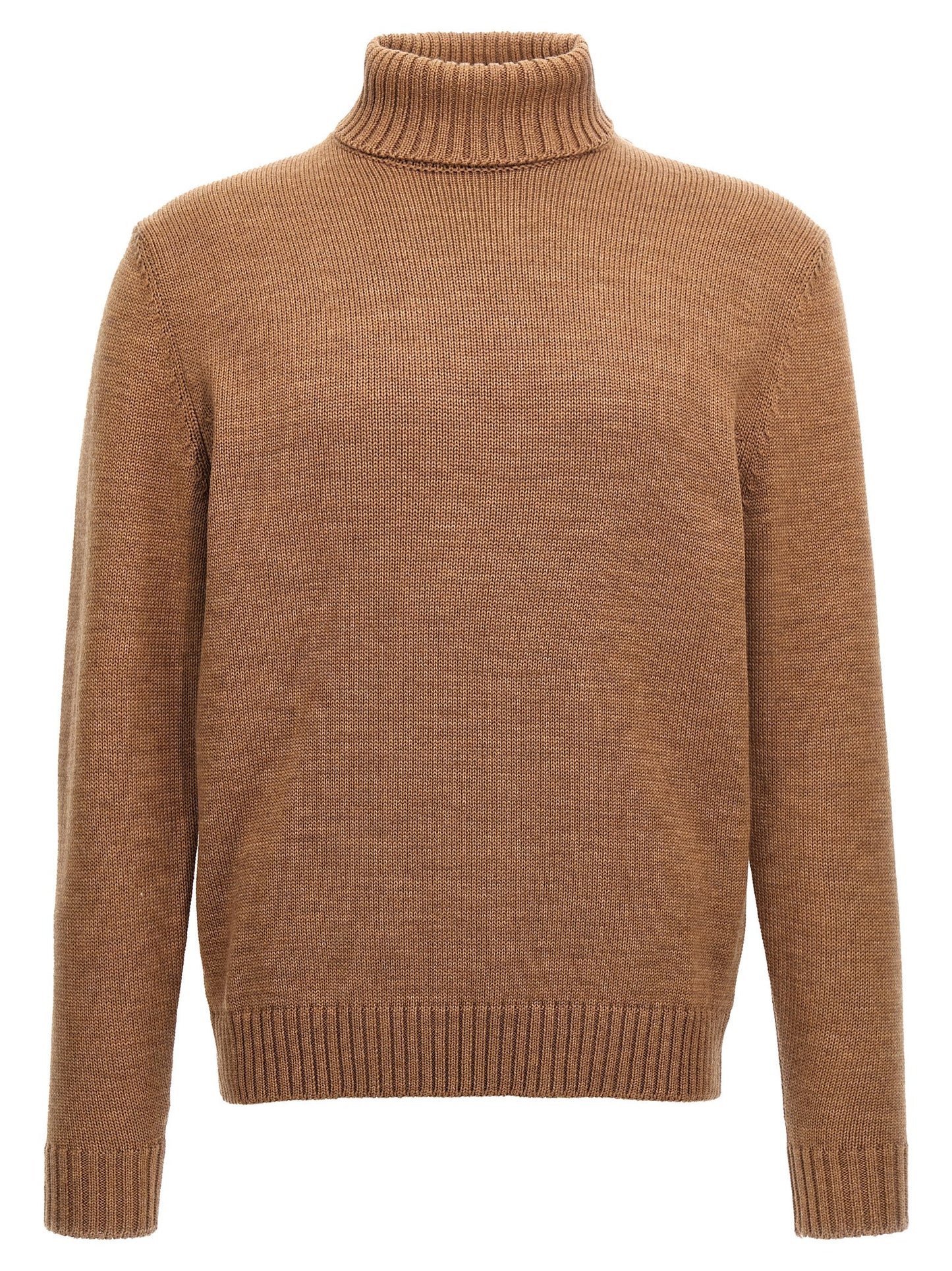 Cardigan by ZANONE for men in virgin wool brown showcases a luxurious silhouette, meticulously detailed with a sophisticated turtle neckline and for a refined finish.